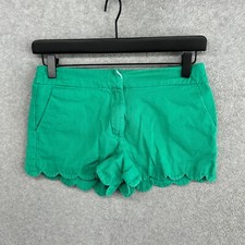 Crewcuts Shorts Girls Size 12 Green Flat Front Cotton Adjustable Scalloped