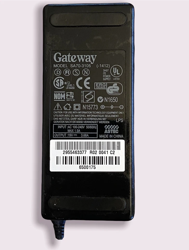 Genuine Gateway Model SA70-3105 Laptop Charger Power Supply  - Image 2 of 2