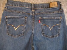 Levis 512 Jeans Womens 8S Blue Denim Bootcut Perfectly Slimming Studded 26x26