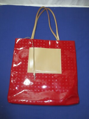 Arcadia Patent Leather Large Tote Bag Red Italian Logo