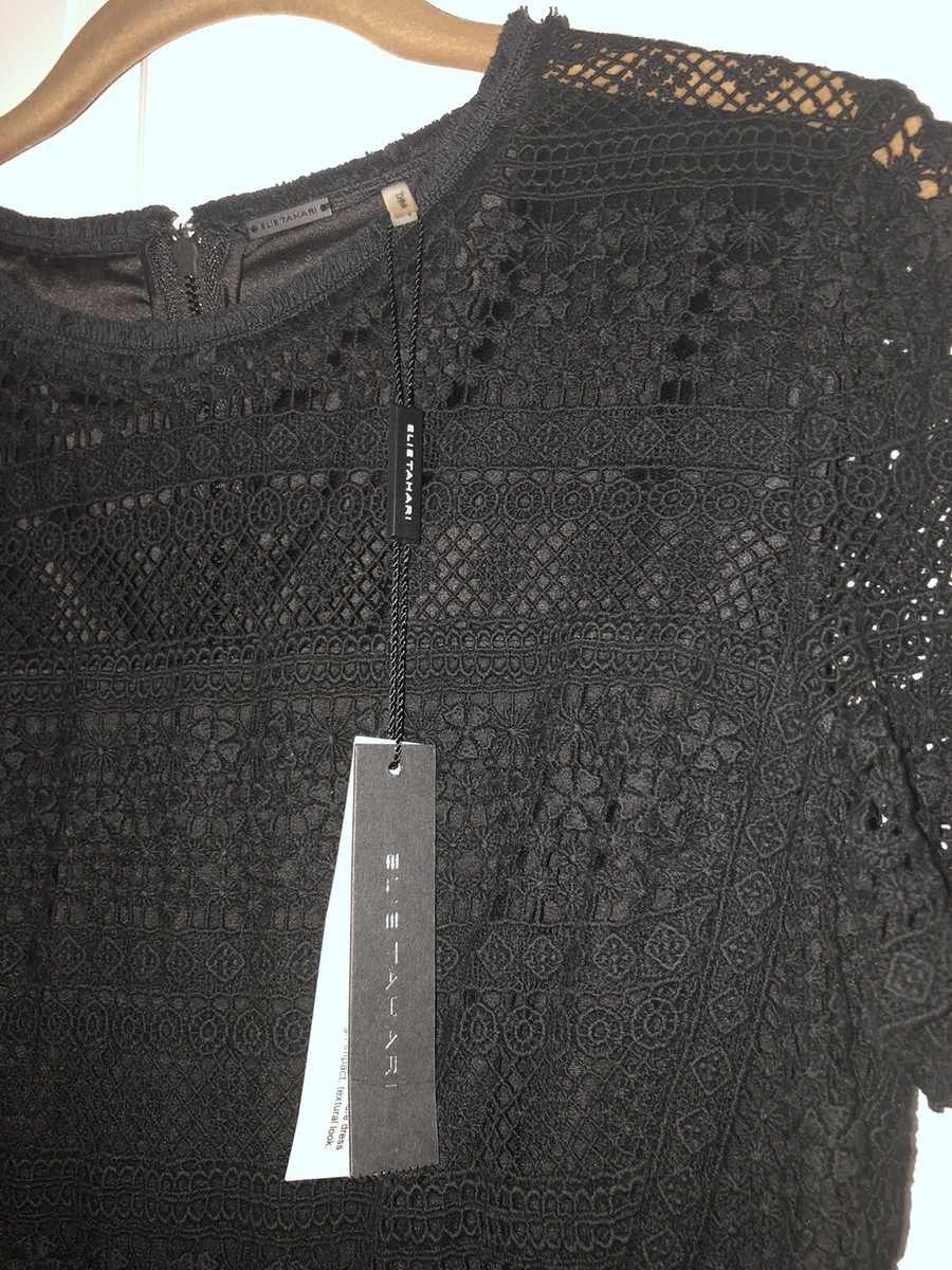 Elie Tahari- Womens Black Lace Dress With Sleeves- Size 8-New With Tags |  eBay