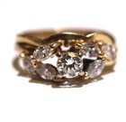 GIA 14k yellow gold .98ct round diamond engagement ring wedding band 4.2g 5.25 — photo 3