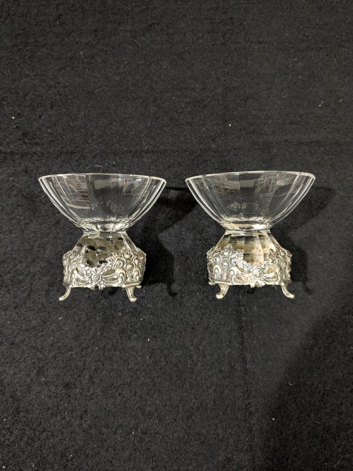 Par de De Colección. Bodegas alemanas de plata de ley y cristal .925 con patrón de rosa Foto 4 de 4