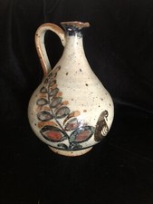 Vintage Hand Painted pottery jug, Bird And Leaves, Made In Mexico  The Drive Inn