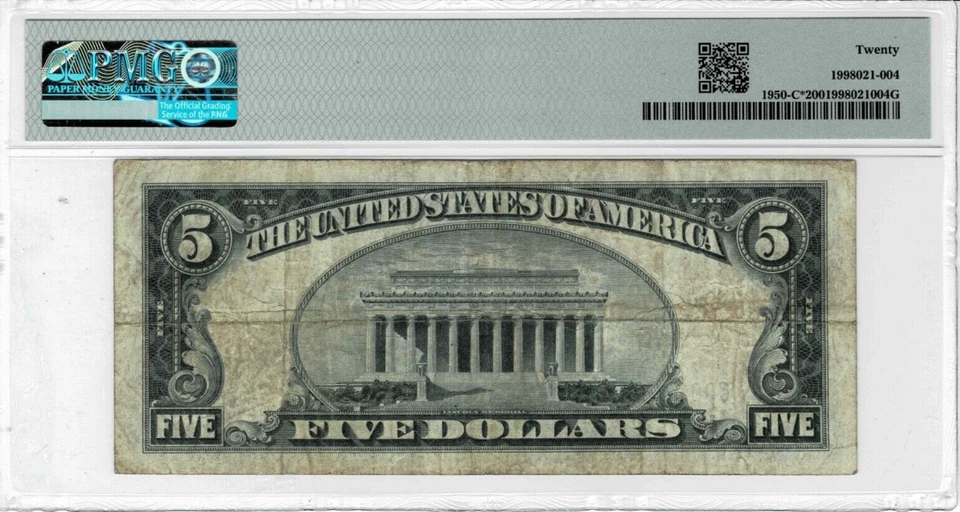 1928 $5 Federal Reserve*STAR*note-(Philly) fr.1950-C*--PMG 20--Scarce 1 of 9 - Image 2 of 4
