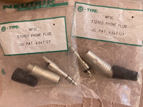 * 2 * NOS - Neutrik NP3C 3 pole 1/4" TRS Male Phone Plug NEW OLD STOCK * 2 Packs - Picture 1 of 4
