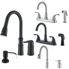 Stainless Steel Kitchen Sink Faucet 3 or 4 Holes 2 Handle Pull-Out Mixer Tap