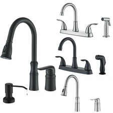 Stainless Steel Kitchen Sink Faucet 3 or 4 Holes 2 Handle Pull-Out Mixer Tap