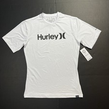 Hurley One  Only Quickdry S/S Rashguard UPF 50 White Mens Size Large NWT