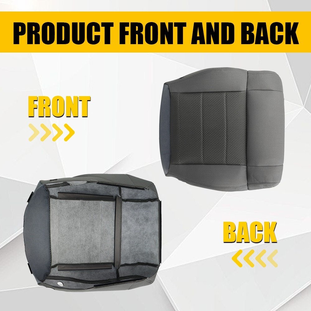 Front Left Driver Bottom Cloth Seat Cover For 2007-10 Jeep Wrangler Sahara Gray thumbnail 8