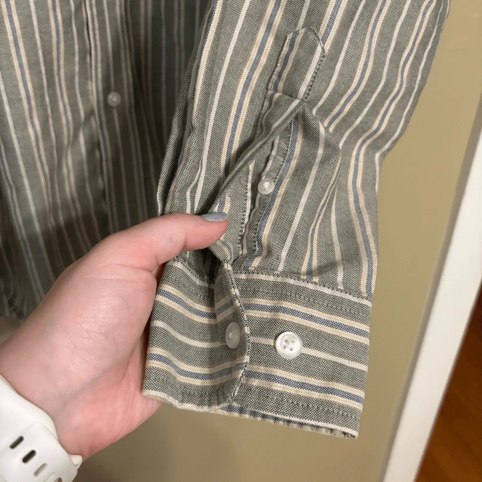 St John’s Bay Worry Free Oxford Cotton Stripe Button Down Casual Shirt Medium - Image 4 of 4