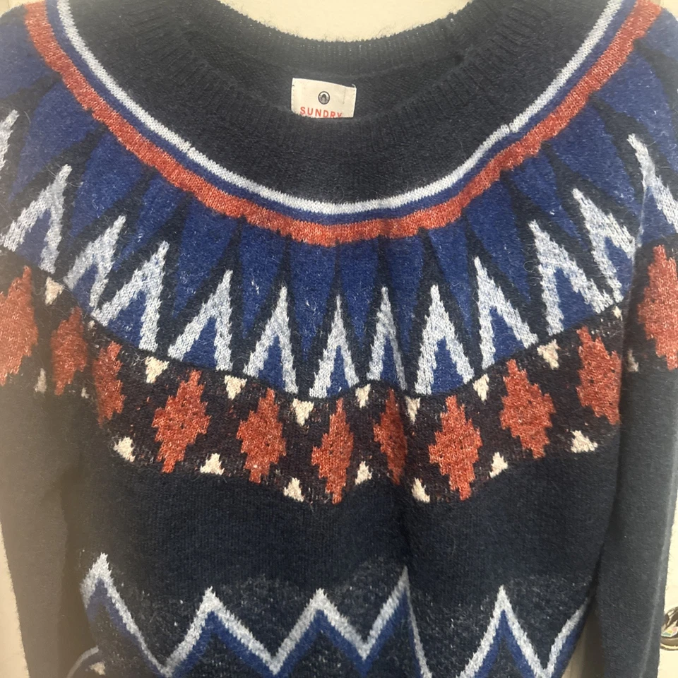 Разные Anthropologie Fairisle ворота свитер в глубокий темно-синий средний новый - Изображение 2 из 4