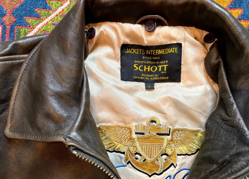 Schott G-1 M-422 B Wings of Gold Brown Leather Bomber Jacket Size Large - Image 2 of 4