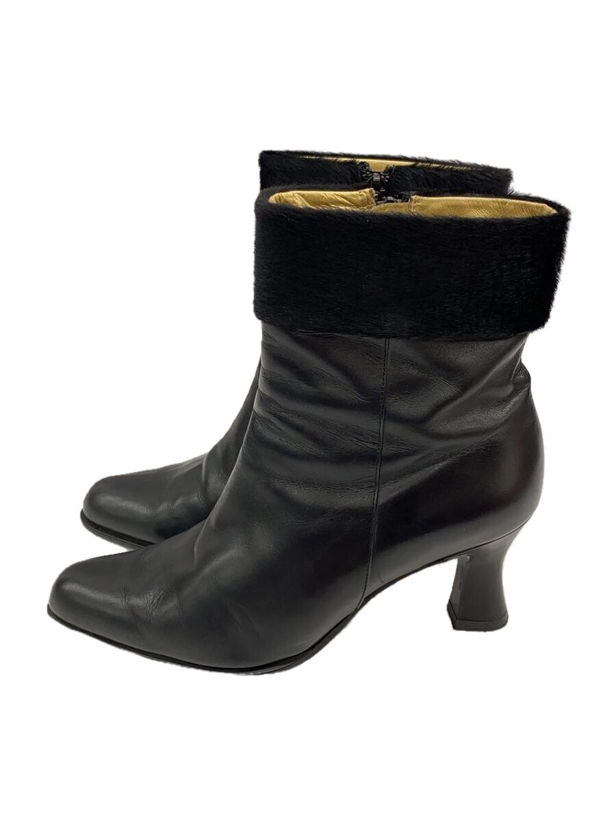 Stivali corti Yves Saint Laurent con pelliccia zip laterale 35 nero pelle