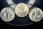 1945 Walking Liberty Half Dollar Set P-D-S | AU-BU / 64 | 90% Silver Album Toned