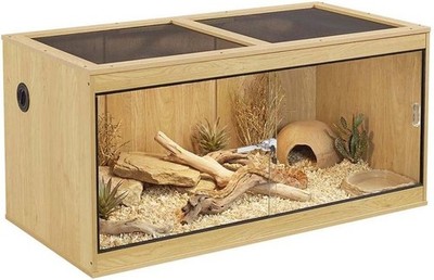 Reptile Enclosure 50 Gallon Sliding Glass Doors with Cable Ports and Lock for