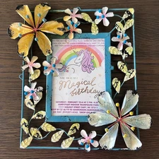 Zara Home Spain 3D Tropical Flower Picture Metal Wall Picture Frame 5" x 7"