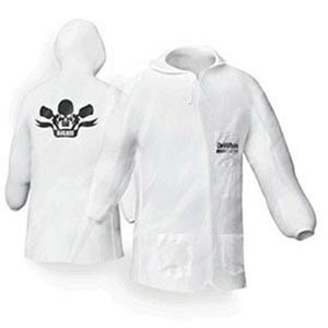 DeVilbiss  CLEAN 803666 Hooded White Nylon Lab Coat w/ Elastic Waist (X-Large)