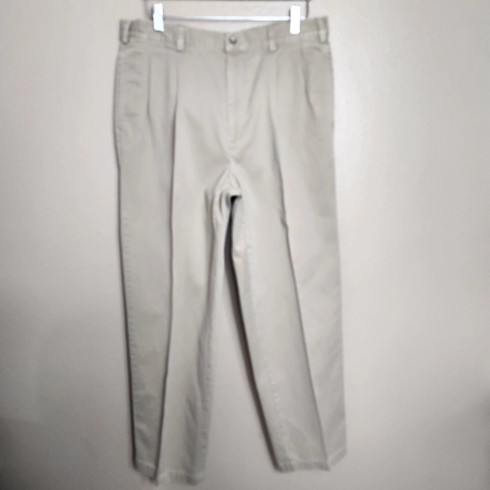 Brooks Brothers Mens Khaki Pleat Front Tapered Leg Cotton Twill Pants |36x30|