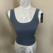 Lot (3) Wild Fable Womens XS Crop Tank Top Slate Blue Sleeveless Scoop Neck NEW
