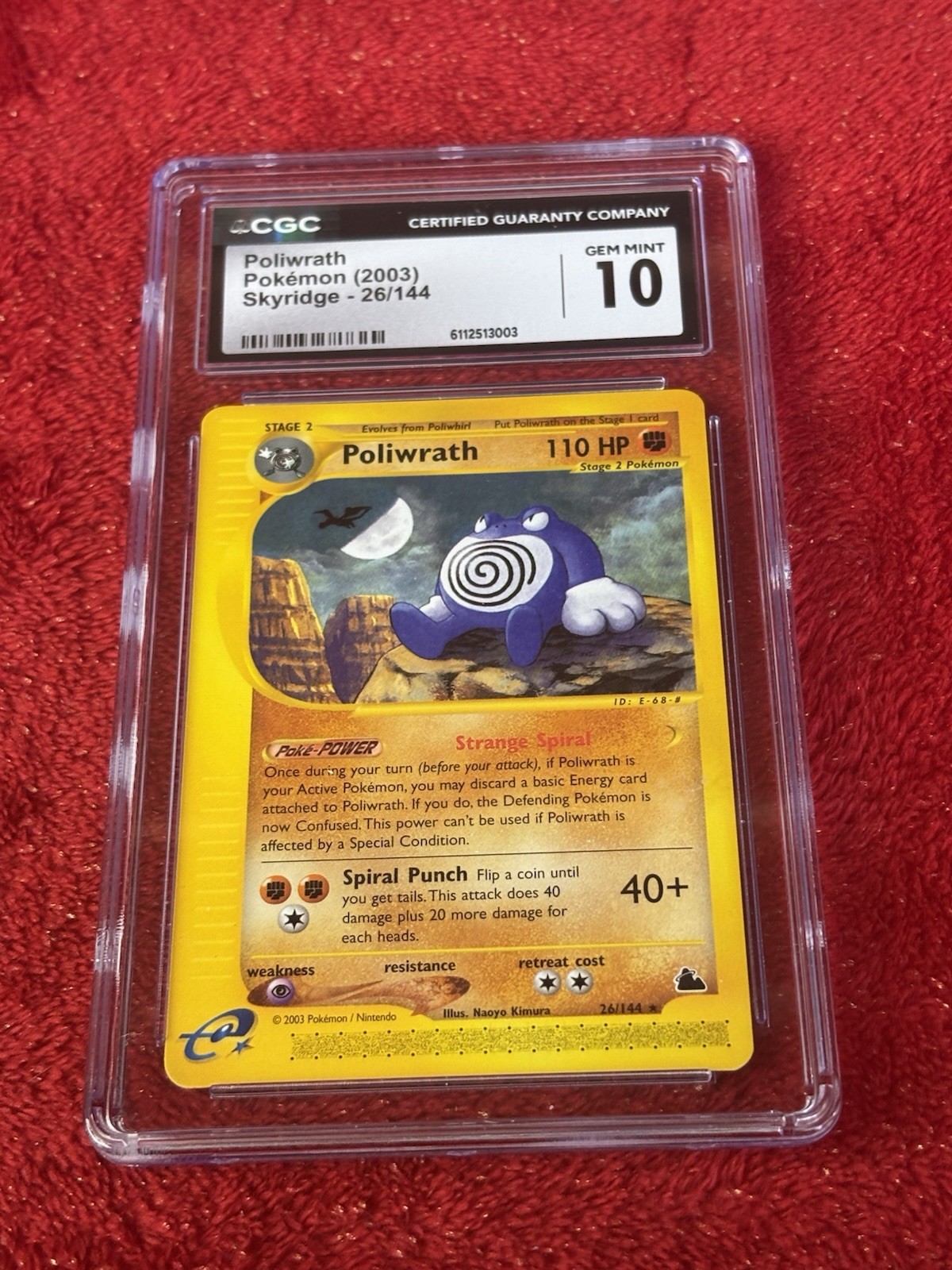 Cgc 10 Poliwrath Skyridge 26/144 Wotc Pokemon Card Non Holo