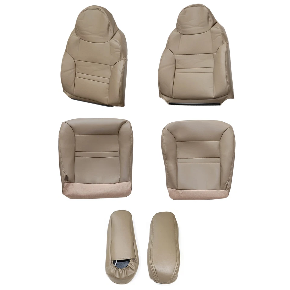 For Ford Excursion Limited XLT 2000-01 Front Bottom & Top Leather Seat Cover Tan - Image 2 of 4