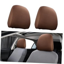 Pack-2 Car Headrest Covers, Soft Dust-Proof Protector Covers, Seat 2 PCS Brown