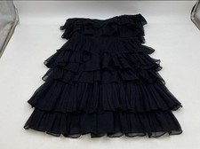 J.CREW dress layered Tiered Ruffle Silk knee short gown strapless goth NEW $250