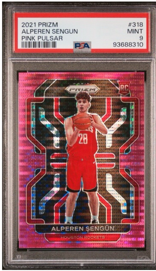 2021-22 Panini Prizm - Alperen Sengun #318 Pink Pulsar Prizm /42 (RC) PSA 9