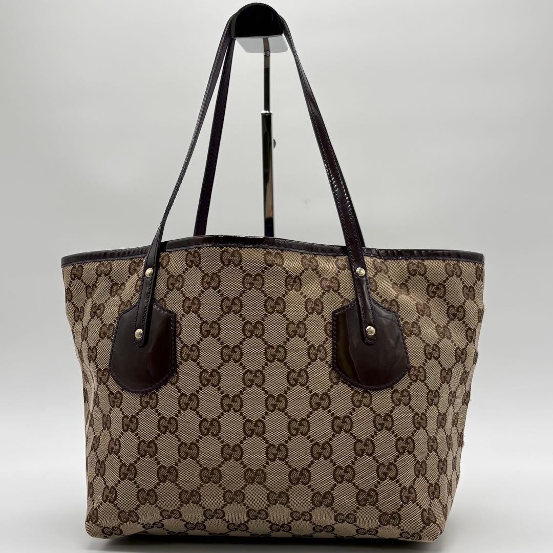 GUCCI 211976 Tote Shoulder Handbag Canvas Leather Brown Vintage Logo From Japan thumbnail 10
