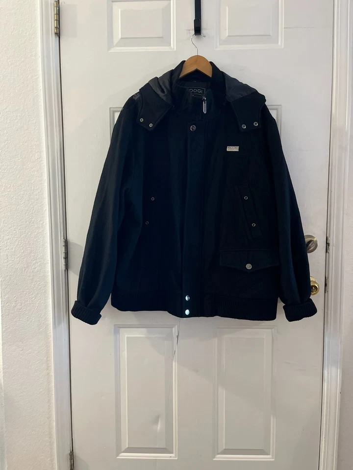 Jaqueta pesada Coogi masculina preta grande e alta mistura de lã externa tamanho 3X - Imagem 3 de 4