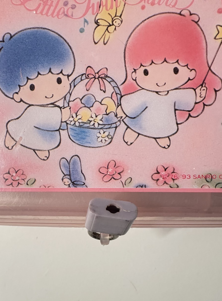 Vintage Sanrio Little Twin Stars Pencil Case Trinket Box Lock 1993