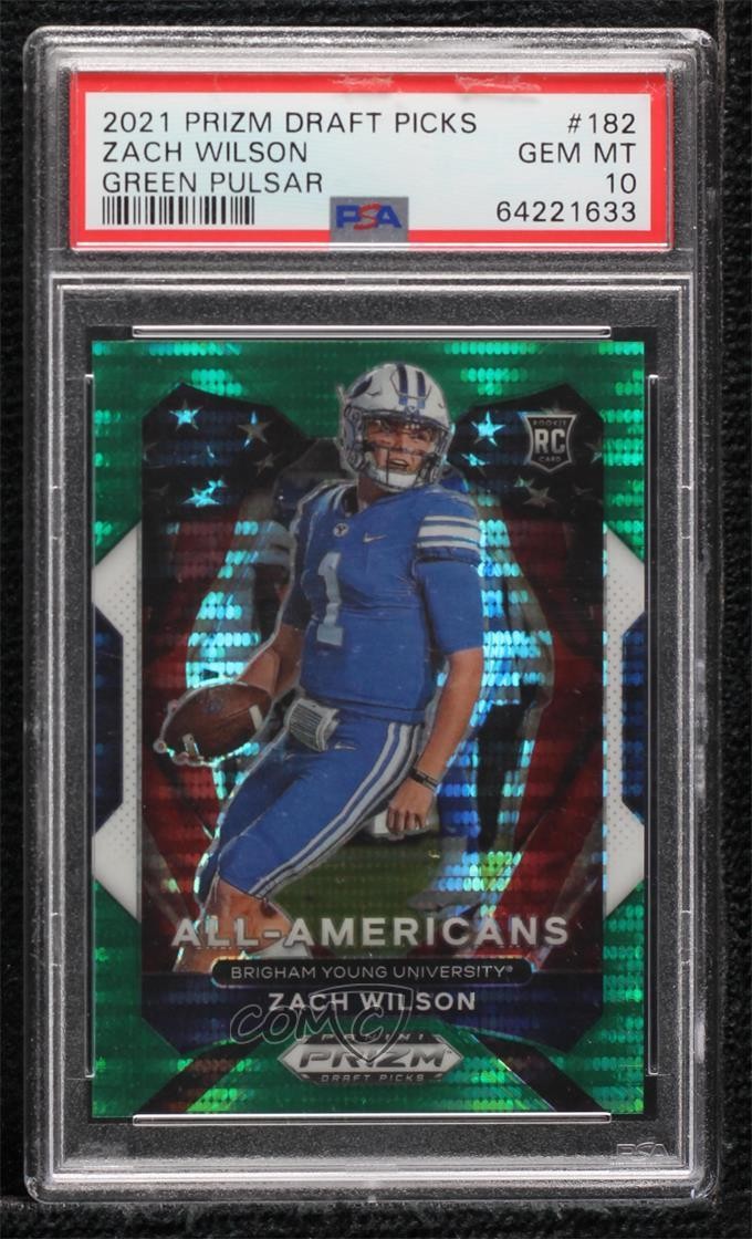 2021 Prizm Draft Picks Green Pulsar 1/25 Zach Wilson PSA 10 GEM MT Rookie RC 4at