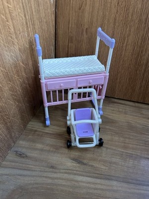 Happy Family Barbie  Baby Crib  & Stroller #p