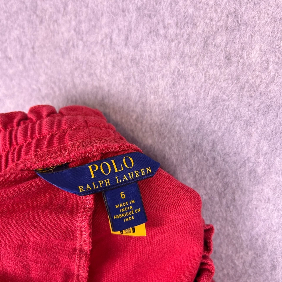 Bermuda Polo Ralph Lauren Menina 6 Bolsos com Cordão Vermelho Fenda Conforto Logotipo Clássico - Imagem 2 de 4
