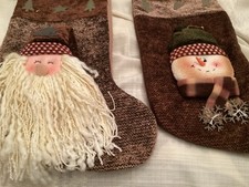 Set Of 2 Large Christmas Stockings Santa And Snowman