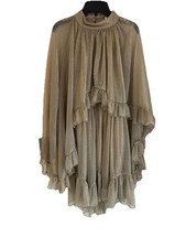 Fashion Nova Ashlyn Gold Ruffled Mini Dress Size Small Sheer Layered Boho Glam