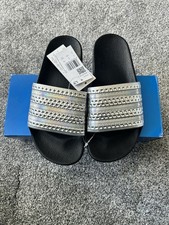 Image of Genuine Adidas Adilette Slider - Metallic Silver Black - Size 6 - New in Box