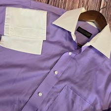 Donald J Trump Signature Series Purple White Collar French Cuff Mens 15.5 32/33