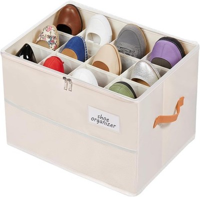 Shoe Organizer for Closet, Foldable Shoe Box Storage Containers with Clear Cover