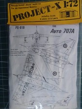 1/72 SUPERB  PROJECT X # HIGH DETAIL OOP VERY RARE VAC FORM RAF AVRO 707A JET