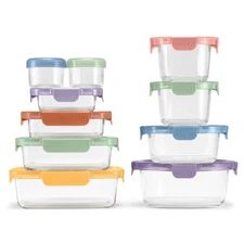 Ello 20pc Color Lock Mixed Food Storage Container Set: Glass & Polypropylene,