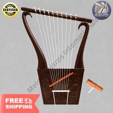 King David 10 String Lyre Harp  Engraved Harp Hancrafted Rosewood with Bag Key
