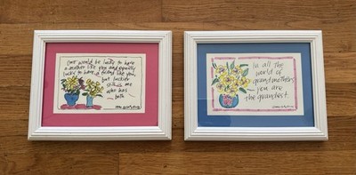Pair Vintage 1990 Sally Huss Framed Mother & Grandmother Pictures