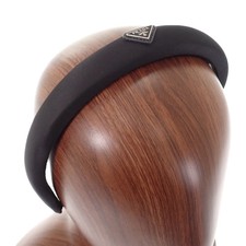 Prada Black Nylon Headband Silver Metal Fittings Used Very Good Condition