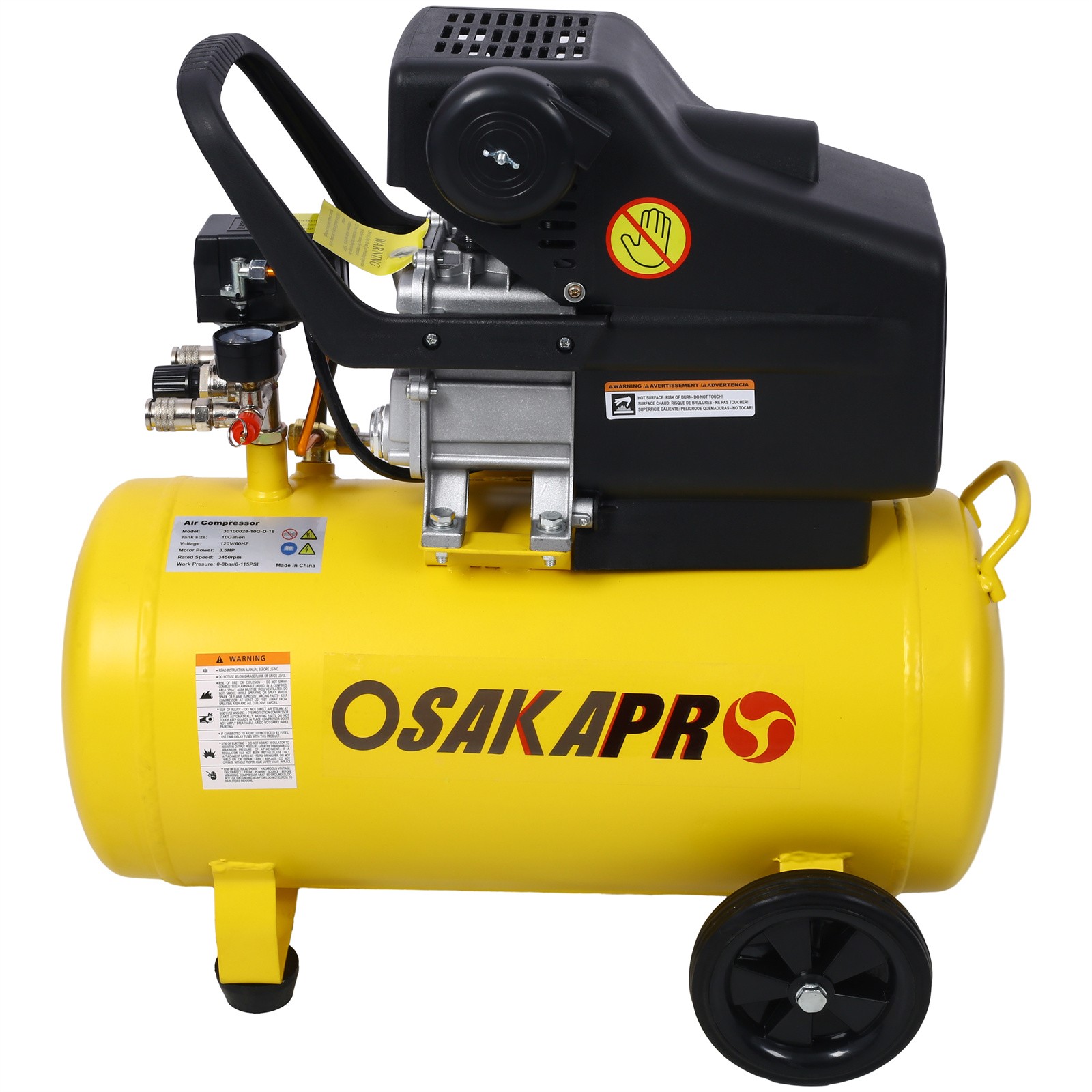Portable Air Compressor Tank 4.5HP 13 Gallons Adjustable Pressure with Wheel