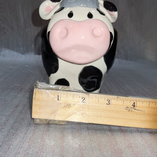 Cow Piggy Bank Ceramic Black White Plug - Picture 11 of 11