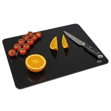 Tempered Glass Cutting Board for Kitchen with Rubber Feet and Rounded Corners