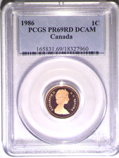 1986 PCGS PR69RD DCAM Canada Proof One Cent - 1C - Penny - Old Blue Holder 1C