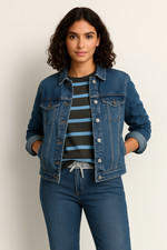 ex UK Brand Womens Denim Jacket Stretch Ladies Summer Jeans Clothing Pockets